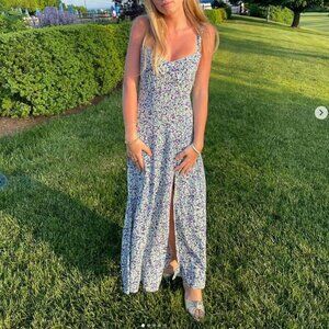 Zara  Multicolor Ditsy Floral Print Smocked Slit Midi Dress Size Medium